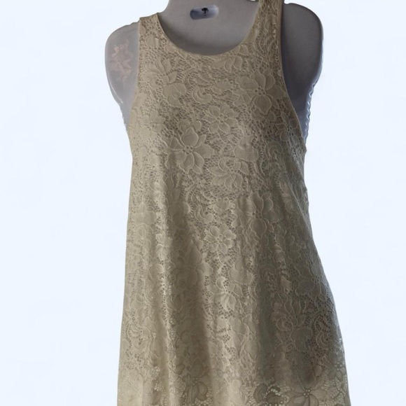 Ginger G Ivory Lace Sleeveless Dress with Keyhole back M - Picture 1 of 3